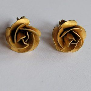 Vintage Gold Filled GF Bond Boyd Rose Post Pierced Earrings